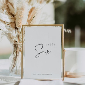 Wedding Table Numbers Sign Template, Printable Table Numbers Download, Black and White Modern Table Numbers Instant Download - Celine