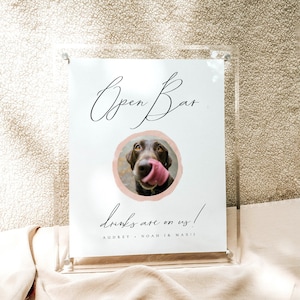 Wedding Open Bar Sign Template: Customizable Pet Photo (Digital File) - Audrey