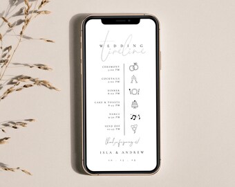Minimalist Mobile Wedding Timeline Template with Icons (Digital) - Isla