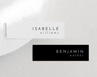 Modern Place Cards Template Slim Tags, Wedding Name Cards Flat and Tented, Editable Skinny Wedding Place Cards, Printable Name Cards  - Liv