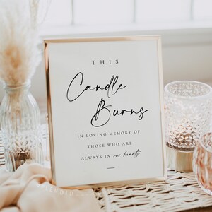 This Candle Burns Sign Template, In Loving Memory Sign Template, In Memory Sign, Memorial Sign, Wedding In Memory Candle Sign Celine image 3