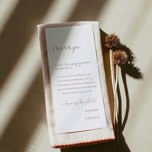 Boho Hochzeit Dankeschön Vorlage, Danke Gedeck, Druckbare Hochzeit Dankeschön Karte, Moderne Boho Dankeschön Karte - Hannah