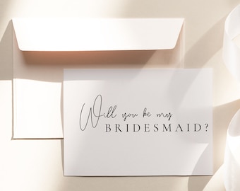 Modern Neutral Will You Be My Bridesmaid Proposal Template, Bridesmaid Gift Box Card, Bridesmaid Favor, Printable Bridesmaid Card - Kyra