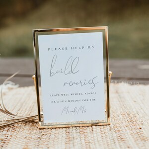 Plantilla de letrero para boda, letrero de consejos y buenos deseos, letrero para crear recuerdos, consejos para el novio, nota para los recién casados - Isla