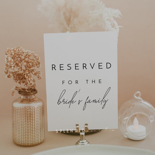 Wedding Reserved Table Template, Reserved Wedding Sign, Reserved For Wedding Party, Bridal Table Sign, Reserved Seating Sign - Liv