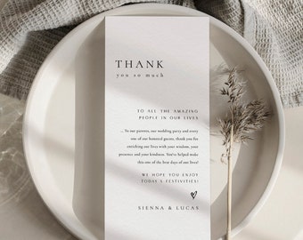 Minimal Wedding Thank You Note Template, Printable Wedding Thank You Card, Editable Thank You Note, Reception Thank You Sign - Sienna