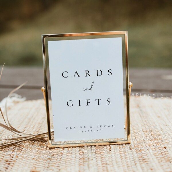 Modern Cards and Gifts Sign Template, Cards and Gifts Table Sign, Cards and Gifts for Wedding Printable Sign in Multiple Sizes - Claire