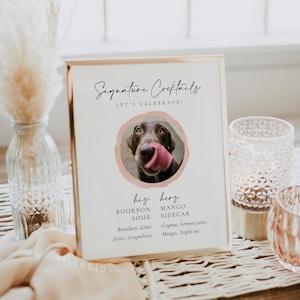 Pet Signature Cocktail Sign Template: Modern His and Hers (Digital Download) - Celine