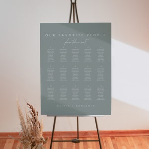 Plantilla de plano de asientos para boda en verde salvia: Diseño moderno y elegante (descarga digital) - Liv