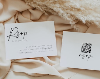 Plantilla moderna para tarjeta de respuesta de boda: Adjunto de invitación de respuesta en línea (digital) - Celine