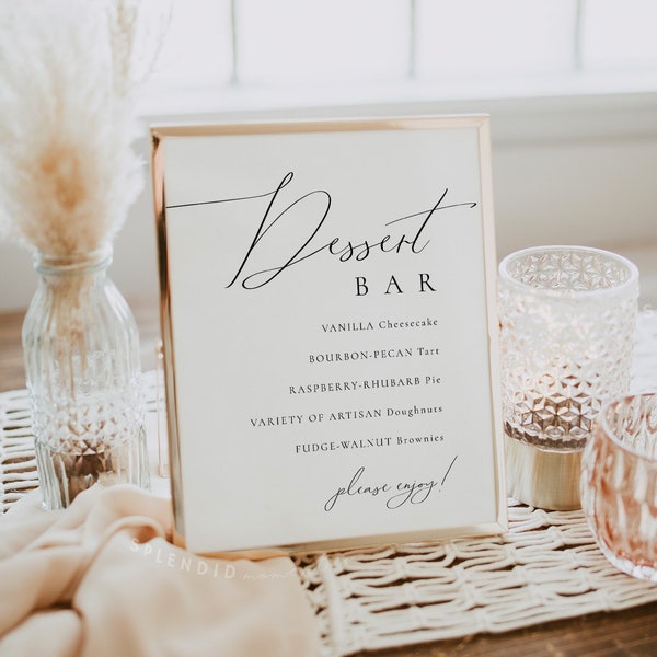 Elegant Dessert Bar Sign Template, Wedding Dessert Sign, Dessert Bar Template, Printable Editable Dessert Menu - Audrey