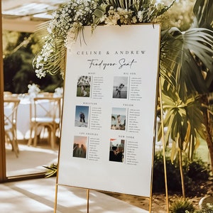 Foto Sitzplan Vorlage, bearbeitbarer Sitzplan für Fotoerinnerungen, Ziel Hochzeit Sitzschild, Hochzeitstisch Sitzplan - Celine
