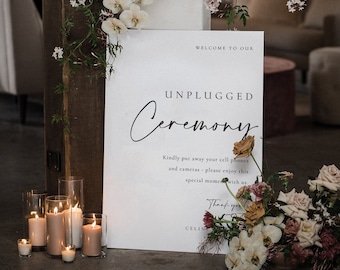 Modern Unplugged Ceremony Sign Template, Minimalist Unplugged Wedding Sign, Elegant and Minimal Unplugged Ceremony Sign for Wedding - Celine