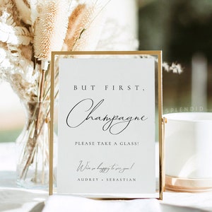Elegant Champagne Toast Sign Template: Minimalist Wedding Bubbly Bar (Digital Download) - Audrey