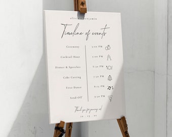 Wedding Timeline Sign Template, Minimal Modern Wedding Timeline, DIY Wedding Order of Events Sign Template, Timeline Sign for Wedding - Kyra