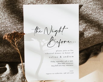 Modern Rehearsal Dinner Invitation Template: Elegant Black and White (Digital) - Celine