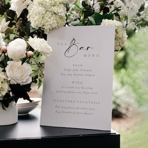 Modern Wedding Bar Sign Template: Elegant Drinks Menu (Digital Download) - Celine