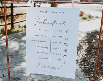 Wedding Timeline Sign Template, Editable Timeline Template, Wedding Itinerary Sign, DIY Wedding Sign, Order of Events Sign Template - Audrey