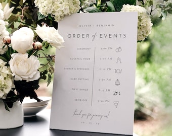 Wedding Timeline Sign Template, Order of Events Sign, Timeline Wedding Sign, Wedding Itinerary Sign, Wedding Events Timeline Sign - Liv