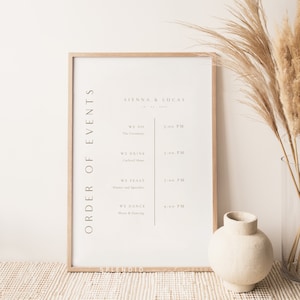 Modern Wedding Timeline Sign Template, Minimal Rust Gold Wedding Timeline Sign, Editable Order of Events Sign, Timeline Template - Sienna