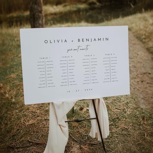 Eleganter Sitzplan für die Hochzeit, Sitzplan für die Hochzeit, Sitzordnung für den Empfang, bearbeitbarer Sitzplan für die Gäste - Liv