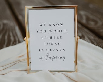 Memory Heaven Sign Template, In Memory Tribute Sign, Wedding Remembrance Sign, Funeral Memorial Sign, Funeral Ceremony Sign - Claire