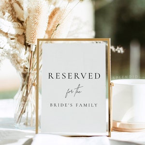 Minimalist Reserved Table Sign Template: Personalized Wedding Party Sign (Digital Download) - Claire