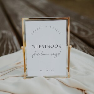 Modern Guestbook Sign Template, Wedding Guestbook Sign, Guest Book Sign Template, Minimalist Guestbook Sign, Editable Templates  - Sophia