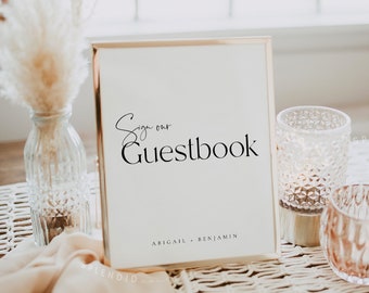 Modern Wedding Guestbook Sign Template: Minimalist Abigail Design (Digital Download)