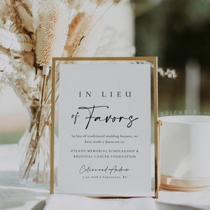 Hochzeit In Lieu of Favors Schild Vorlage (Digitaler Download) - Celine