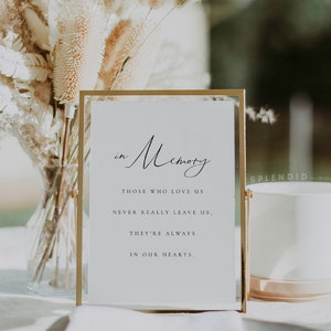 In Memory Sign Template, Printable Simple Elegant In Loving Memory Sign for Wedding and Other Events - Audrey