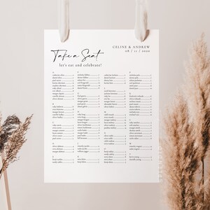 Modern Wedding Seating Chart Alphabetical Template (Digital Download) - Celine