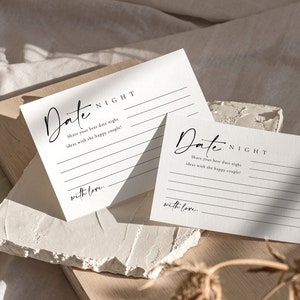 Modern Date Night Ideas Cards Template Instant Download, Date Night Advice Cards, Date Jar Cards, Bridal Wedding Shower Date Ideas - Celine