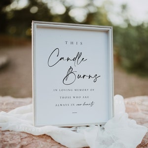 This Candle Burns Sign Template, In Loving Memory Sign Template, In Memory Sign, Memorial Sign, Wedding In Memory Candle Sign Celine image 2