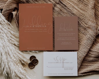 Modern Wedding Invitation Template: Terracotta Neutral Design (Digital Download) - Isla