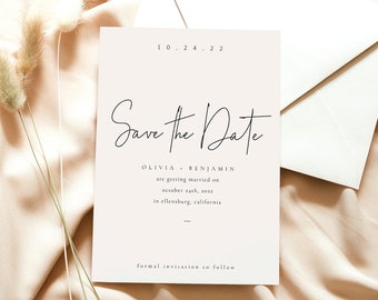 Neutral Minimal Save the Date Template, Off-White Save the Date, Simple Modern Save the Date, Printable Save Our Date Template - Kyra