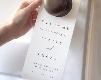 Wedding Welcome Card Door Tag, Wedding Door Hangers Template, Do Not Disturb Tag, Hotel Door Tag, Editable Door Knob Hangers - Claire