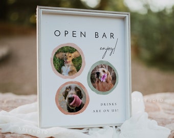Open Bar Pet Sign Template, Pets Bar Sign, Dogs Cats Open Bar Sign, 3 Pets Bar Menu Sign, Printable Open Bar Sign, Wedding Bar Sign - Liv