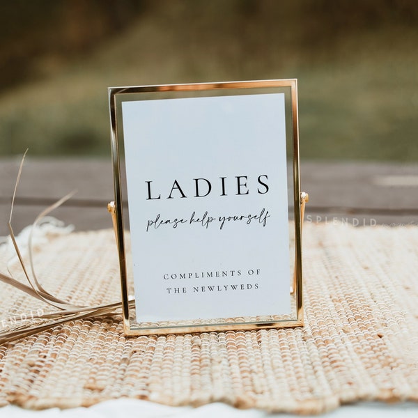 Take One Sign Template, Compliments Of Bride and Groom Sign, Ladies and Gents Gift Sign, Please Help Yourself Wedding Favors Sign - Celine