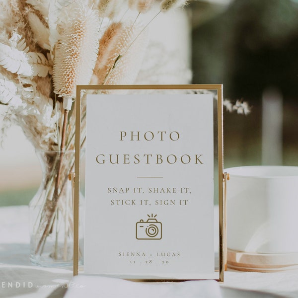 Modern Rust Gold Photo Guestbook Sign Template, Gold Guest Book Wedding Sign, Rust Gold Wedding Photo Guestbook Sign Multiple Sizes - Sienna