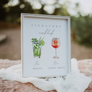 His & Hers Signature Cocktails Sign: Wedding Bar Menu Template (Digital Download) - Audrey