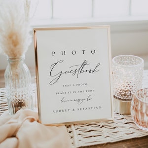 Minimalist Photo Guestbook Sign Template, Snap A Photo Place It In The Book, Wedding Picture Guestbook Sign, Wedding Guest Book - Audrey