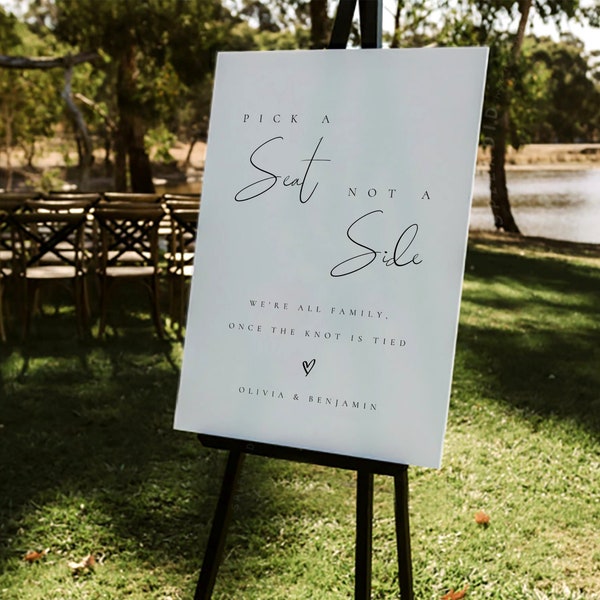 Pick a Side Not a Seat Sign Template, Wedding Open Seating Sign, Pick a Seat Sign, Ceremony Welcome Sign, Wedding Ceremony Sign - Olivia