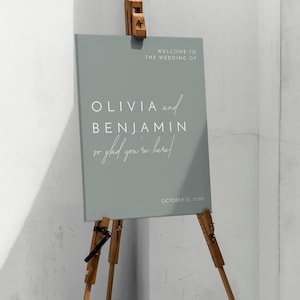 Modèle de plaque de bienvenue de mariage vert sauge (téléchargement numérique) - Liv