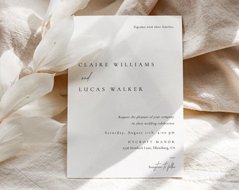 Modern Invitation Card Template, Minimalist Wedding Invitation Template, Elegant Wedding Invite, Engagement Party Invitation - Claire