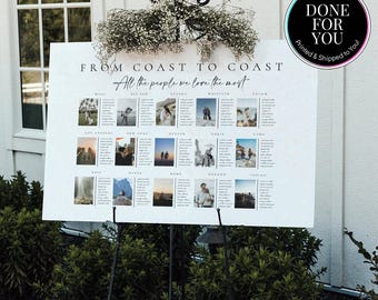Printed Wedding Seating Chart, Photo Seating Chart with Photos, Memories Seat Map - Celine