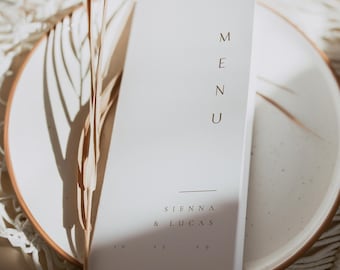 Gold Wedding Menu Template, Minimalist Menu Booklet, Food and Bar Menu - Sienna