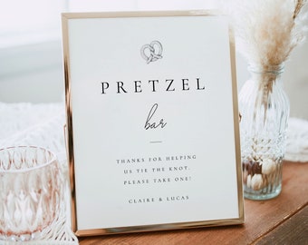 Modern Pretzel Bar Sign Template, Wedding Snack Table Sign, Custom Snack Bar, Editable Reception Snack Sign, Event Bar Table Sign - Claire