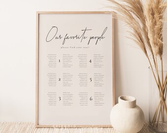 Neutral Minimalist Seating Chart Table Rows, Modern Wedding Seating Chart Template, Row Seating Chart Wedding Template, Editable - Kyra