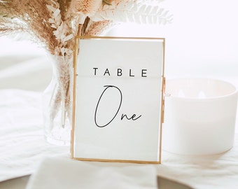 Wedding Table Numbers Template, Reception Table Sign - Liv (Dove White)